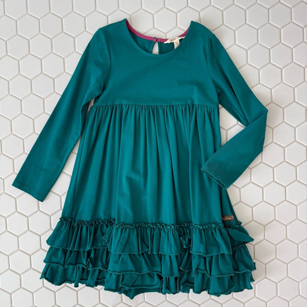 Teal Long Sleeve Kids Dress